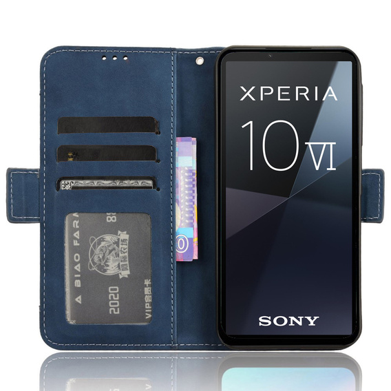 Калъф с капак за Sony Xperia 10 VI, Card Slot, тъмносин