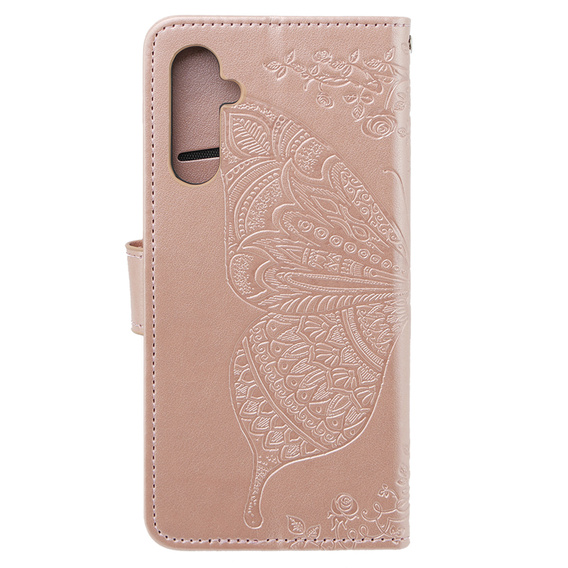 Калъф с капак за Samsung Galaxy M34 5G, Butterfly, розов rose gold