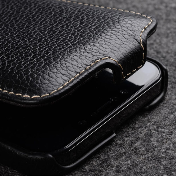 MELKCO калъф за iPhone 13 Pro Max, кожа, флип, черен