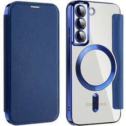 Калъф с капак за Samsung Galaxy S22 5G, RFID Wallet MagSafe CamShield, тъмносин