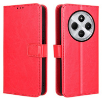 Калъф с капак за Xiaomi Redmi 14C / Xiaomi Poco C75, Crazy Horse Wallet, червен