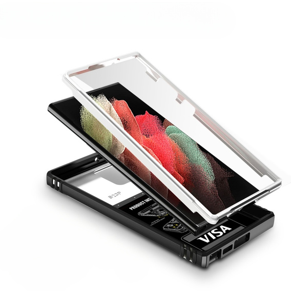 Брониран калъф за Samsung Galaxy S23 Ultra, CamShield Slide, бял / черен