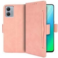Калъф с капак за Motorola Moto G73 5G, Card Slot, розов