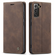 CASEME калъф за Samsung Galaxy S22 5G, Leather Wallet Case, кафе