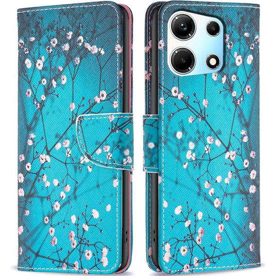 Калъф с капак за Infinix Zero 30 5G, Wallet, sakura, син