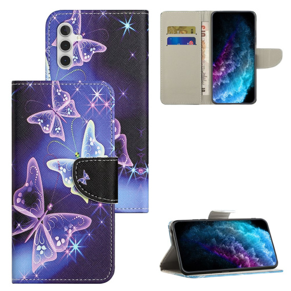 Калъф с капак за Samsung Galaxy M15 5G, Wallet, Sparkling Butterflies