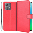 Калъф с капак за Motorola Edge 40 Neo, Crazy Horse Wallet, червен