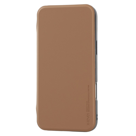 X-LEVEL калъф за iPhone 16 Pro Max, Magnetic Card Holder, кафяв