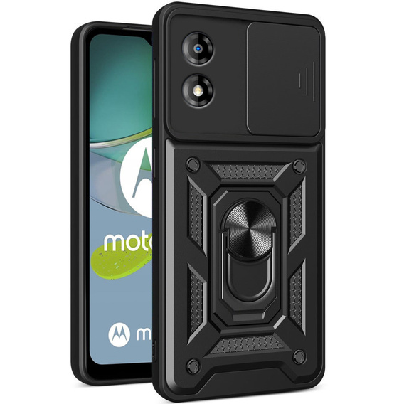 Брониран калъф за Motorola Moto E13, CamShield Slide, черен