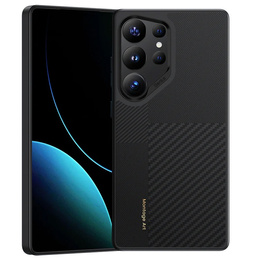 Калъфът BENKS Kevlar за Samsung Galaxy S25 Ultra, за MagSafe, въглеродни влакна, черен