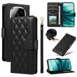 Калъф с капак за Xiaomi Redmi Note 14 Pro 5G / Xiaomi Redmi Note 14 Pro+ 5G / Xiaomi Poco X7 5G, Rhombus Crossbody Leather, черен