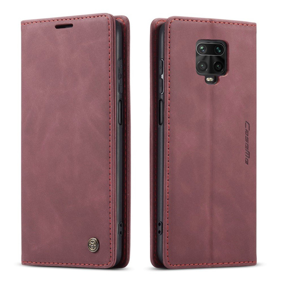 CASEME калъф за Xiaomi do Redmi Note 9s / 9 Pro, Leather Wallet Case, бордо