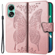 Калъф с капак за Oppo A58 4G, Butterfly, розов rose gold