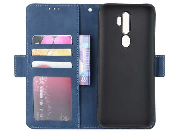 Калъф с капак за Oppo A9 2020/A5 2020, Card Slot, син