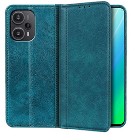 Калъфи за Poco F5 5G, Wallet Litchi Leather, зелен