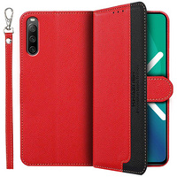 Калъф с капак за Sony Xperia 10 IV, KHAZNEH RFID Case, червен