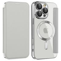 Калъф с капак за iPhone 16 Pro Max, RFID Wallet MagSafe CamShield, сребърен