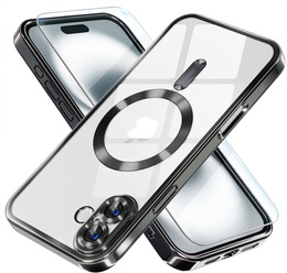 Калъф за iPhone 16, Electro MagSafe, черен + стъкло за екран
