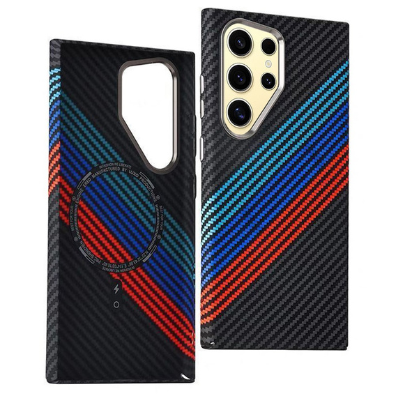 Калъфът за Samsung Galaxy S23 Ultra, Carbon Fiber MagSafe, тъмносин