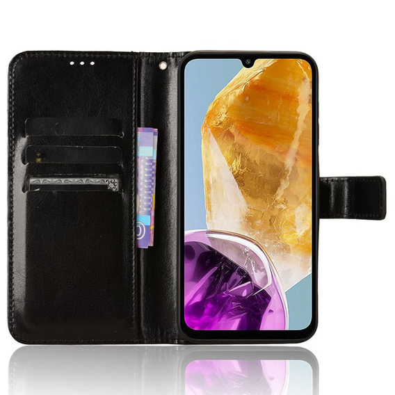 Калъф с капак за Samsung Galaxy M15 5G, Crazy Horse Wallet, черен