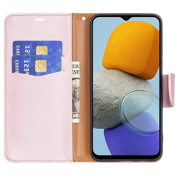 Калъф с капак за Samsung Galaxy M33 5G, Wallet Litchi Magnet, розов rose gold