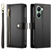 Калъф с капак за Xiaomi Poco X7 Pro 5G, Wallet Zipper Pocket, черен