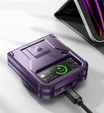 брониран калъф за Samsung Galaxy Z Flip 4 5G, Dexnor Clip Holder, лилав