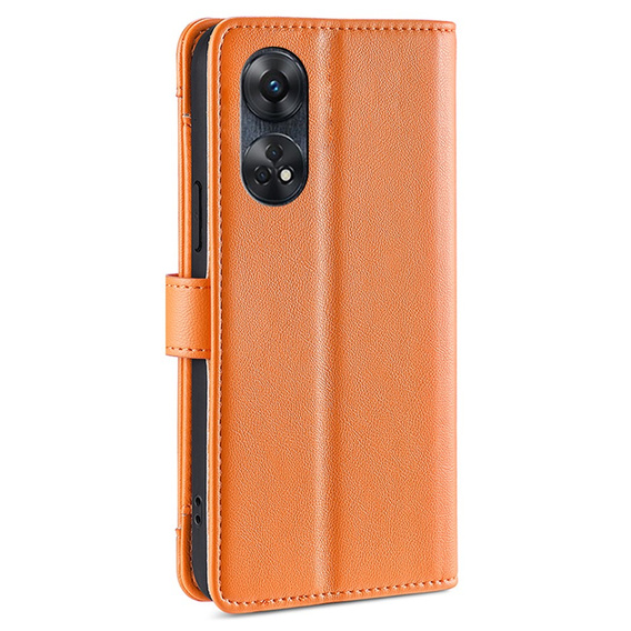 Калъф с капак за Oppo Reno8 T 4G, Wallet Zipper Pocket, оранжев