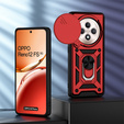 Брониран калъф за Oppo Reno 12FS / 12F, CamShield Slide, червен