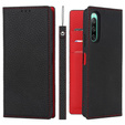 Калъф с капак за Sony Xperia 10 IV 5G, Litchi Skin Grain, черен