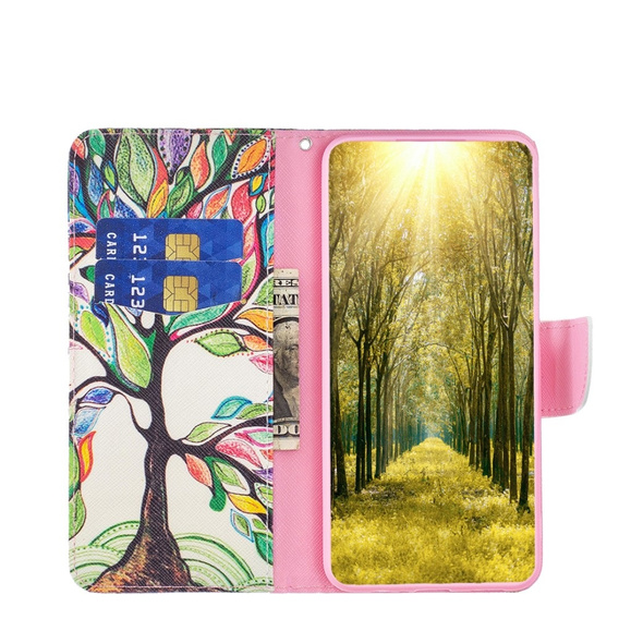 Калъф с капак за Motorola Moto G53 5G / G23 / G13, Wallet, tree of life, бял