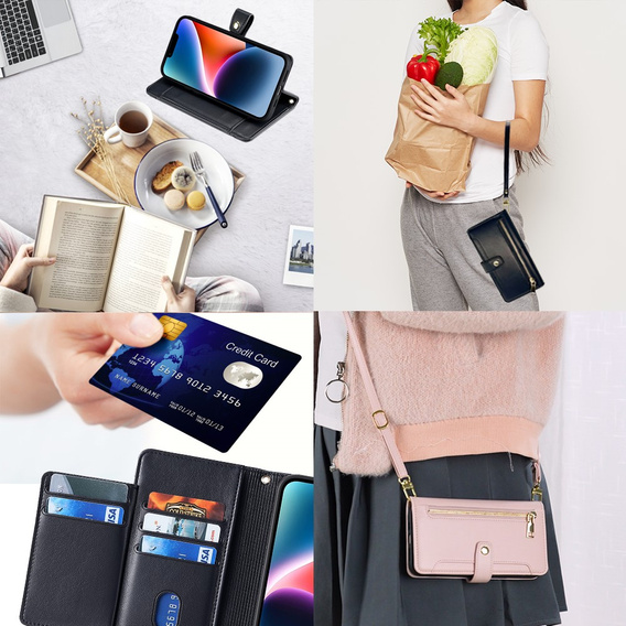 Калъф с капак за Xiaomi Redmi Note 13 5G, Wallet Zipper Pocket, черен