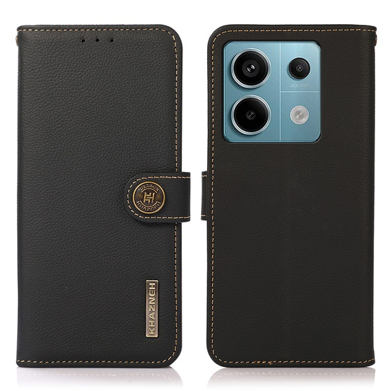 KHAZNEH RFID калъф за Xiaomi Redmi Note 13 Pro 5G, Litchi Texture, черен