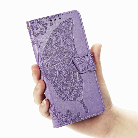 Калъф с капак за Samsung Galaxy Z Fold 4 5G, Butterfly, лилав