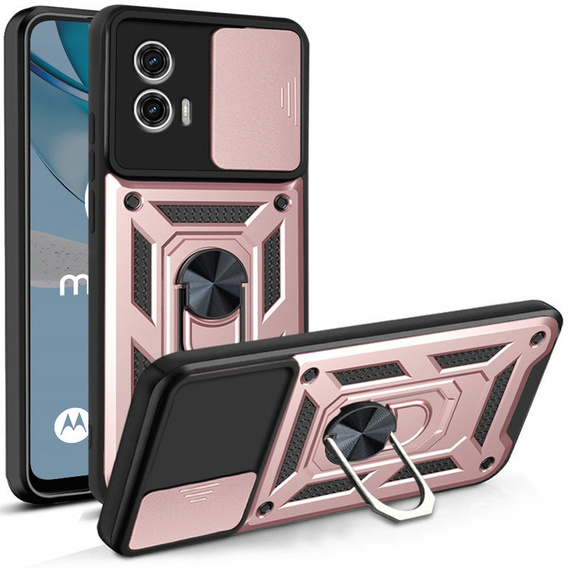 Брониран калъф за Motorola Moto G53 5G, CamShield Slide, розов rose gold