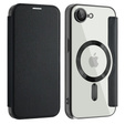 Калъф с капак за iPhone 16E, RFID Wallet MagSafe CamShield, черен