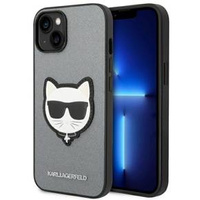 Калъфи Karl Lagerfeld за iPhone 14 Plus, Saffiano Choupette Head Patch, сребърен