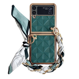 Калъф за Samsung Galaxy Z Flip4 5G, Grid Leather, зелен