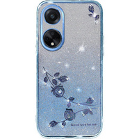 Калъф за Oppo A78 4G, Glitter Flower, син