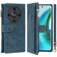 Калъф с капак за Honor Magic 6 Lite 5G, Wallet Zipper Pocket, син