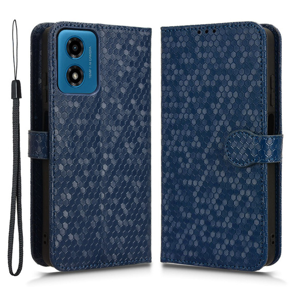 Калъф с капак за Motorola Moto G24 / G24 Power / G04, Wallet Rhombus, син