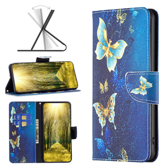 Калъф с капак за Infinix Zero 30 5G, Wallet, butterfly, син