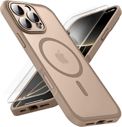 Калъф за iPhone 16 Pro, за MagSafe, ERBORD Matt Case, desert titanium + стъкло за екрана