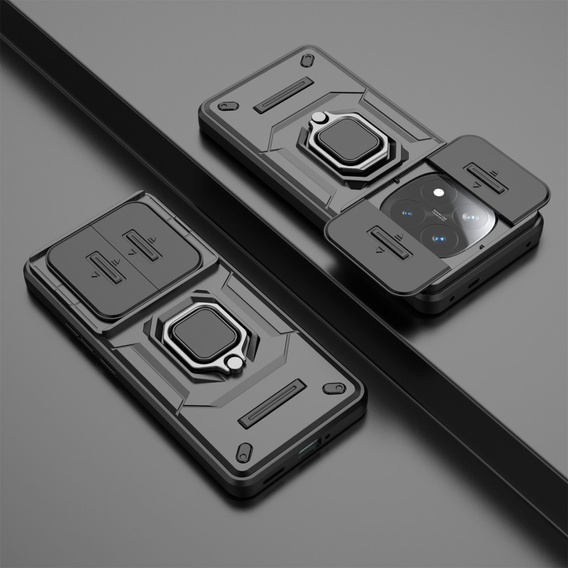 Калъф за Xiaomi Redmi Note 14 Pro+ 5G, KickStand Camera Lens, черен