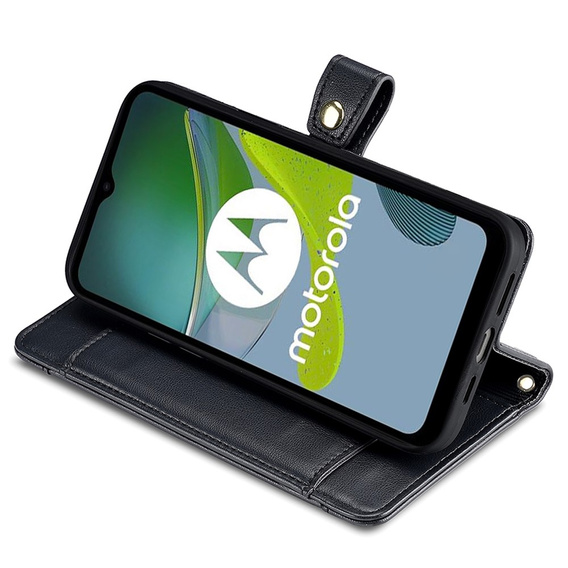 Калъф с капак за Motorola Edge 40 Neo, Wallet Zipper Pocket, черен