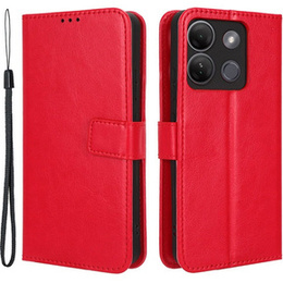 Калъф с капак за Infinix Smart 7 HD 4G, Crazy Horse Wallet, червен