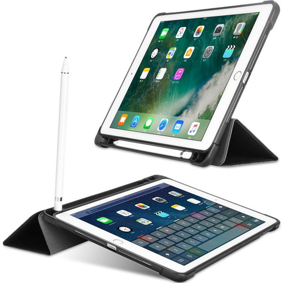 Калъф за iPad 9.7 2018 / 2017/ Air / Air 2, Smartcase с място за стилус, черен