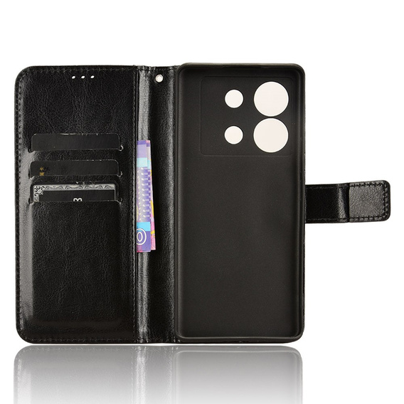 Калъф с капак за Infinix Zero 30 5G, Crazy Horse Wallet, черен