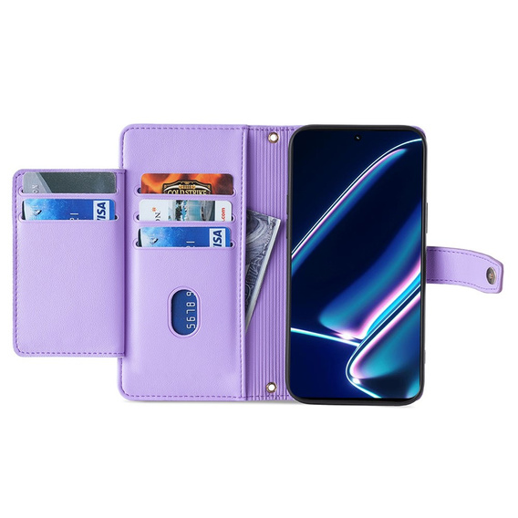 Калъф с капак за Realme 11 Pro 5G / Pro+ 5G, Wallet Zipper Pocket, лилав