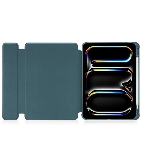 Калъф с клавиатура за iPad Pro 11" 2024 (5 gen.), Rotary 360° Leather, тъмнозелен